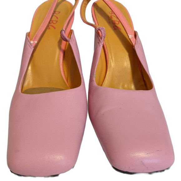 Vintage Y2K BCBG Pink Slingback Heels Square Toe Barbiecore Shoes Chunky Heel 8 - Picture 4 of 16